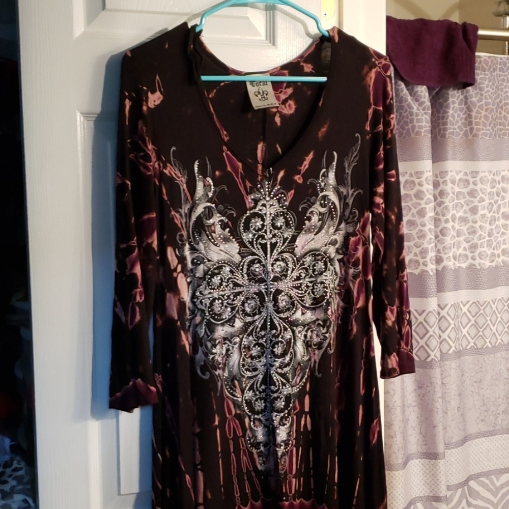 Local Hi-lo tie dye dress with sequins